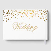 白と金ゴールドの紙吹雪ドット ゲストブック (裏面)