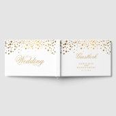 白と金ゴールドの紙吹雪ドット ゲストブック (全面)