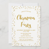 白と金ゴールドの紙吹雪モダンクリスマスパーティー 招待状 (正面)
