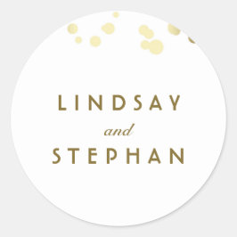 白と金ゴールドの紙吹雪結婚の ラウンドシール
