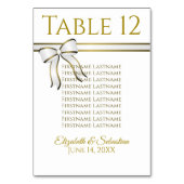 白と金ゴールドの結婚リボンの座席表 テーブルナンバー (裏面)