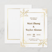 白と金ゴールドの結婚式招待状 招待状 (正面/裏面)