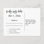 白と金ゴールドの結婚式RSVPはがき インビテーションポストカード (裏面)