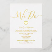 白と金ゴールドの結婚披露宴 箔招待状 (正面)