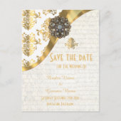 白と金ゴールドの羊皮紙の日付を保存 案内ポストカード (正面)