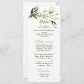 白と金ゴールドの花が緑結婚色 メニュー (正面/裏面)
