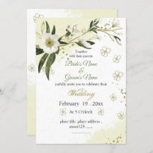 白と金ゴールドの花が緑結婚色