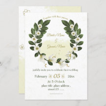 白と金ゴールドの花の緑結婚のリース