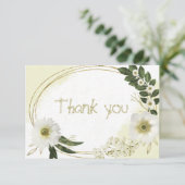 白と金ゴールドの花の葉緑の植物学 サンキューカード (スタンド正面)