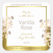 白と金ゴールドの花の製品包装ラベル スクエアシール (正面)