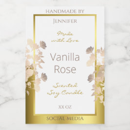 白と金ゴールドの花の製品包装ラベル フードラベル