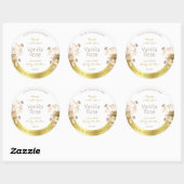 白と金ゴールドの花の製品包装ラベル ラウンドシール (シート)