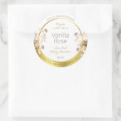 白と金ゴールドの花の製品包装ラベル ラウンドシール (バッグ)