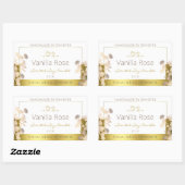 白と金ゴールドの花の製品包装ラベル 長方形シール (シート)