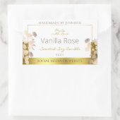 白と金ゴールドの花の製品包装ラベル 長方形シール (バッグ)