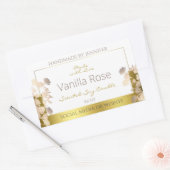 白と金ゴールドの花の製品包装ラベル 長方形シール (封筒)