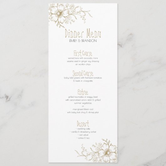 白と金ゴールドの花の角縁ど メニュー (正面)