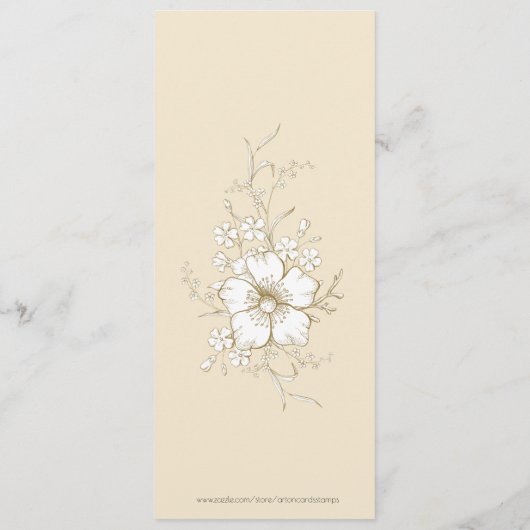 白と金ゴールドの花の角縁ど メニュー (裏面)