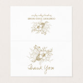 白と金ゴールドの花の配列 名刺 (外部フラット)