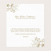 白と金ゴールドの花の配列 名刺 (内部フラット)