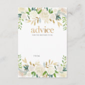 白と金ゴールドの花ベビーシャワーアドバイスカード アドバイスカード (正面)