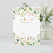 白と金ゴールドの花ベビーシャワーアドバイスカード アドバイスカード (スタンド正面)