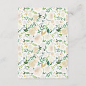 白と金ゴールドの花ベビーシャワーアドバイスカード アドバイスカード (裏面)