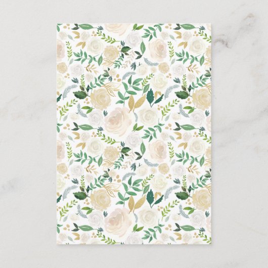 白と金ゴールドの花ベビーシャワーアドバイスカード アドバイスカード (裏面)