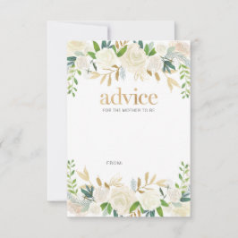 白と金ゴールドの花ベビーシャワーアドバイスカード アドバイスカード