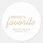 白と金ゴールドの花嫁のお気に入りのスナック結婚ズ ラウンドシール (正面)
