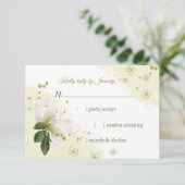 白と金ゴールドの花葉緑 出欠カード (スタンド正面)