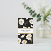 白と金ゴールドの花(黒) 名刺 (スタンド正面)