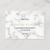 白と金ゴールドの豪華な大理石効果 名刺 (裏面)