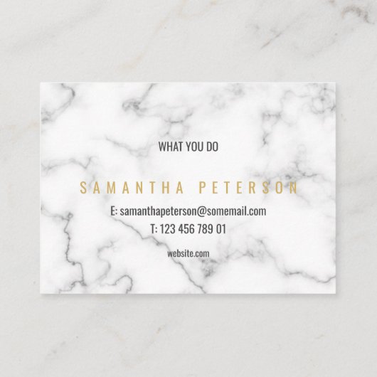 白と金ゴールドの豪華な大理石効果 名刺 (裏面)