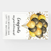 白と金ゴールドの退職バナー 横断幕 (横)