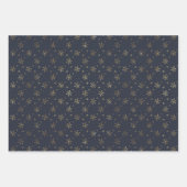 白と金ゴールドの雪片クリスマス ラッピングペーパーシート (正面2)