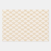 白と金ゴールドアールデコ扇花モチーフ ラッピングペーパーシート (正面3)