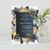 白と金ゴールドエレガントな結婚式 招待状 (スタンド正面)