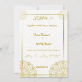 白と金ゴールドエレガントウェディング招待状 シーズンカード (正面)