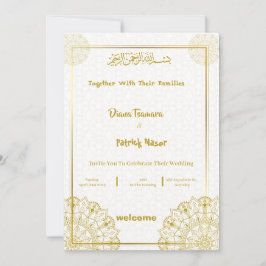 白と金ゴールドエレガントウェディング招待状 シーズンカード