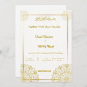 白と金ゴールドエレガントウェディング招待状 シーズンカード (正面/裏面)