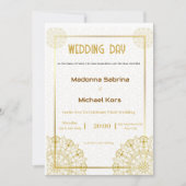 白と金ゴールドエレガントウェディング招待状 招待状 (正面)