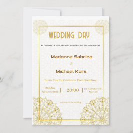 白と金ゴールドエレガントウェディング招待状 招待状