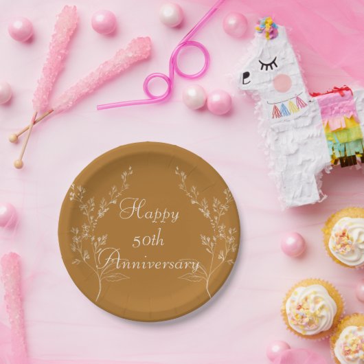 白と金ゴールドエレガント紙プレート ペーパープレート (パーティー)