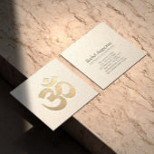 白と金ゴールドエンボスOMシンボルヨガインストラクター スクエア名刺