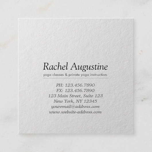 白と金ゴールドエンボスOMシンボルヨガインストラクター スクエア名刺 (裏面)