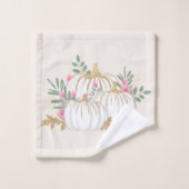白と金ゴールドカボチャの水彩パターン バスタオルセット (ウォッシュタオル)