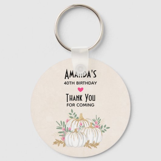 白と金ゴールドカボチャ水色バチデイのお願い キーホルダー (正面)