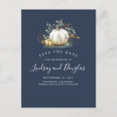 白と金ゴールドカボチャ秋日付を保存 案内ポストカード (正面)