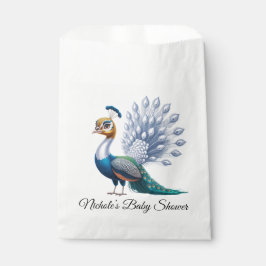 白と金ゴールドカラフルピーコックベビーシャワー フェイバーバッグ